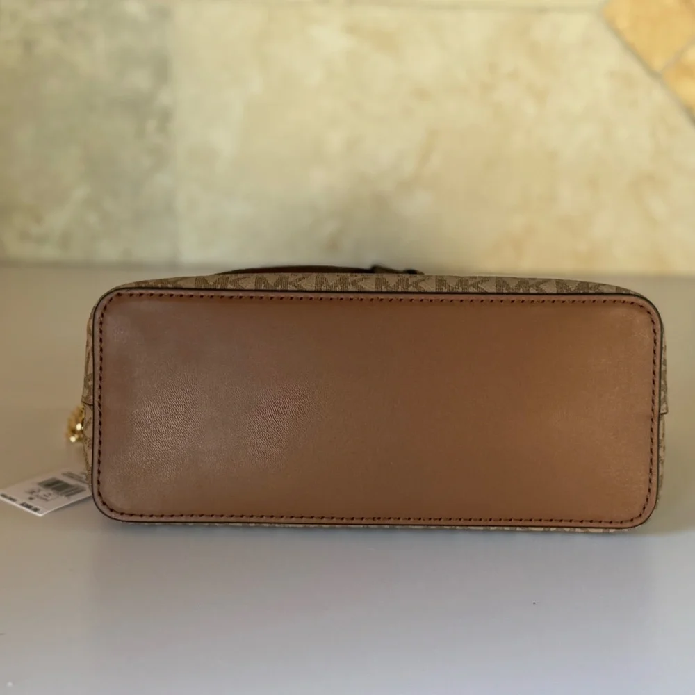 Michael Kors Jet Set Travel Dome Brown Crossbody Bag + Wallet Set - Picture 6 of 15